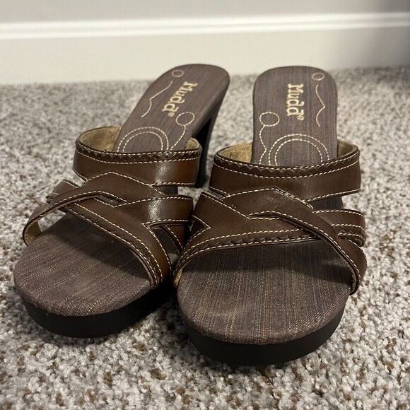90’s Chunky Mudd Wedge Sandals Size 6.5 - Picture 1 of 5